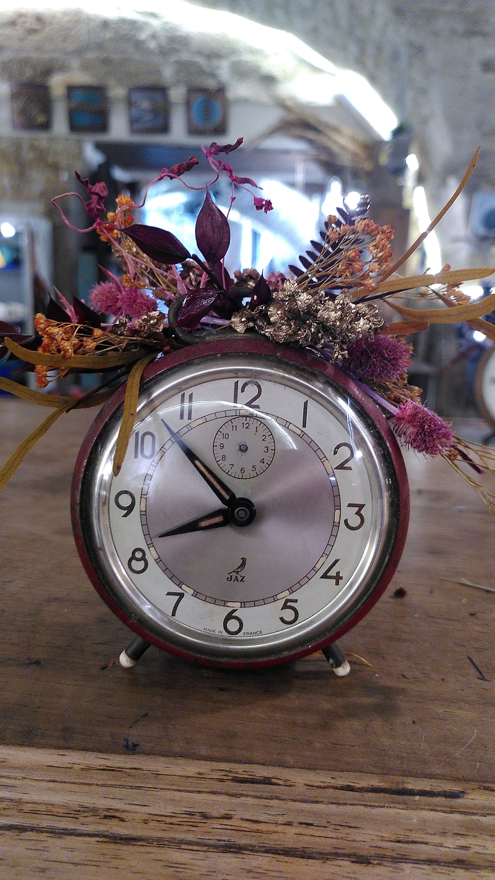 Réveil Rétro Fleurs Séchées