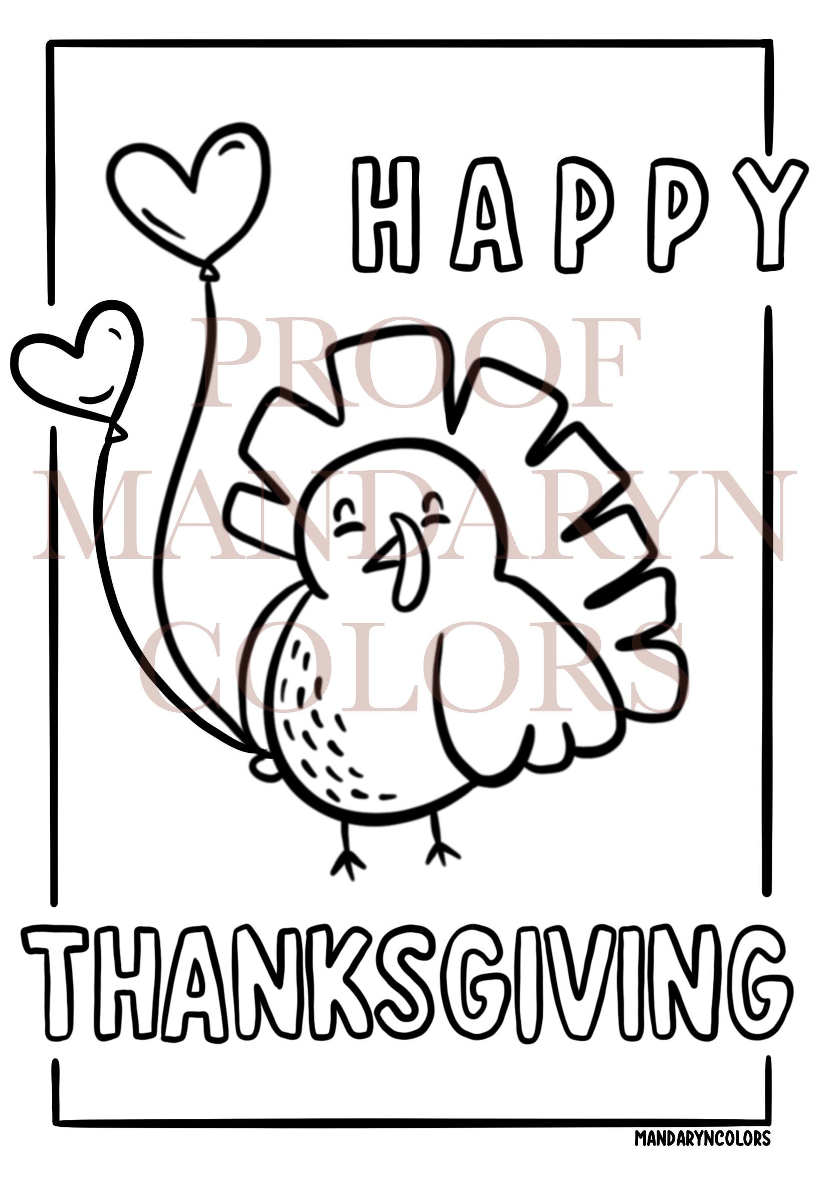 Kids Easy Thanksgiving Coloring Page Etsy