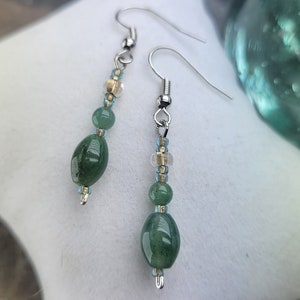 Moss Agate Earrings,  Gemstone Earrings