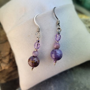 Purple Crazy Lace Agate Gemstone Earrings