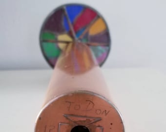 Vintage Kaleidoscope Handmade Folk Art Signed Brass  1984