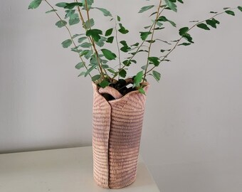 Handmade, Signed Pottery Wicker Texture Vase By David Heger NYC