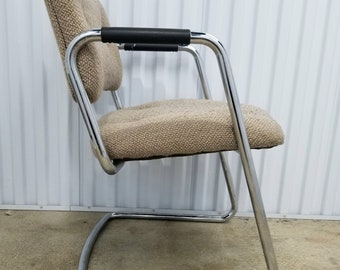 Vintage Chrome Steelcase Chairs 1980s Neutral Wooly Tweed Cantilever Chairs (only 2 left! sold individually)