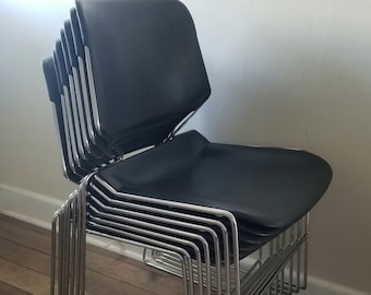 SALE!! 1970s Matrix by Krueger Chairs Black / Chrome. 6 Available!