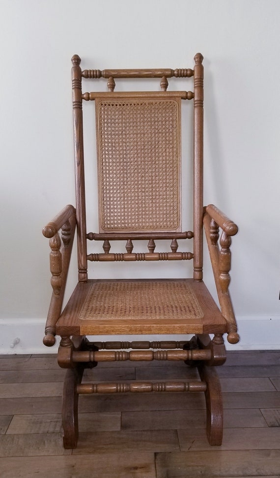 Antique wicker rocker with spring seat hotsell