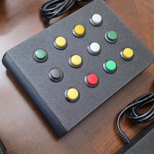 12 Button Box for Sim Racing, Flight Simulator Controller 16mm buttons usb-a wired controller key binds. multi colored buttons