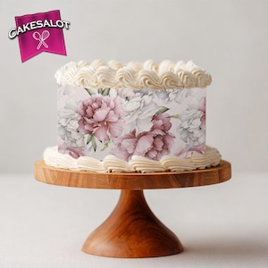 Edible Flowers Cake Wrap, Icing sheet, Wafer paper, Pink Edible Print Flowers Birthday Cake Wildflower Cake Sheet Decor