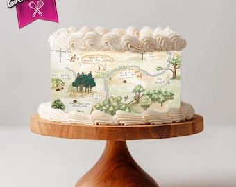 Winnie the Pooh Edible Image of Hundred Acre Wood Map Cake Wrap Decoration. Icing Sheet or Wafer Paper.