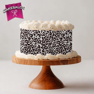 White Grey Leopard Cheetah Cake Topper Edible Print Ribbon Wrap Icing Sheet | Cake Decorating Birthday Cake for Jungle WildOne Themed Cake