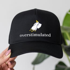 Overstimulated Hat Embroidered Goose Dad Cap Funny ADHD Hat For Adults Black Minimalist Baseball Cap Gift For Neurodivergent, Men & Women