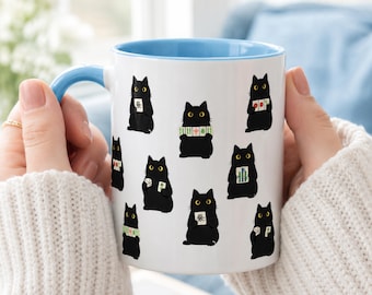 Mahjong Cat Mug, Black Cats Mahjong Mug, Mahjong Lover Gift, Mahjong Coffee Mug, Cat Lover Mug, Game Night Mug, Cute Mahjong Cup