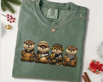 Otter Woodworking Shirt, Cute Carpenter Tee, Woodworker Gift, Funny Tool Sweatshirt, DIY Builder Shirt, Handyman Animal Tee