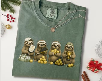 Sloth Pickleball Shirt, Cute Pickleball Tee, Funny Sloth Sweatshirt, Pickleball Player Gift, Pickleball Lover Shirt