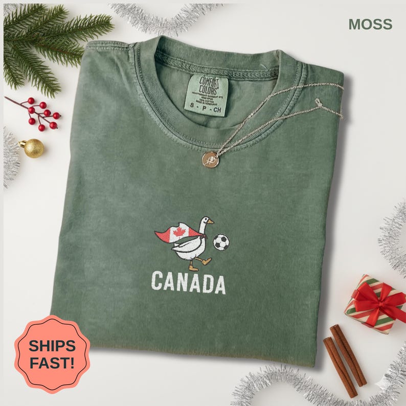 Canada Soccer Shirt, Team Canada Soccer Goose, Embroidered Patriotic Sweatshirt, Canadian Soccer Fan Gift