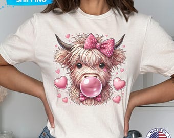 Highland Cow Shirt, Scotland Cow T-Shirt, Animal Lover Tee, Nature Graphic Top, Farm Animal Gift