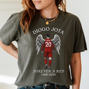 Diogo Jota Tribute Shirt, Forever a Red Angel Tee, Liverpool Memorial T-Shirt, RIP Jota 1996 to 2025, Comfort Colors Soccer Fan Gift