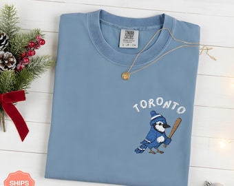 Embroidered Toronto Baseball Shirt, Embroidery Blue Jay Bird T-Shirt, Canada Baseball Fan Sports Gift, Unisex Comfort Colors Tee Men, Women