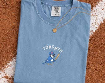 Toronto Baseball Bird Shirt, Embroidered Baseball Mom T-Shirt, Toronto Sports Tee, Blue Bird Sweatshirt, Baseball Fan Gift, Game Day Shirt