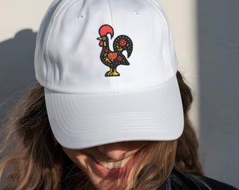 Portuguese Rooster Hat, Embroidered Galo Cap, Portugal Dad Hat, Portuguese Gift, Barcelos Rooster Hat, Portuguese Pride Baseball Cap