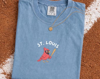 St Louis Baseball Shirt, Embroidered St Louis Bird Sweatshirt, Baseball Mom Sports Fan Gift