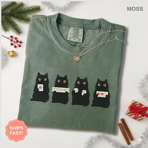 Maglietta Mahjong Black Cat, maglietta divertente da gioco da tavolo, regalo per una serata di gioco per lei, regalo Mahjong da donna, maglietta Comfort Colors Mahjong Club
