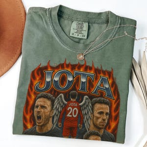 Jota Tribute Shirt, RIP Diogo Jota 1996 to 2025 Tee, Forever in Our Hearts Liverpool Shirt, Angel Jota Memorial Flames Comfort Colors