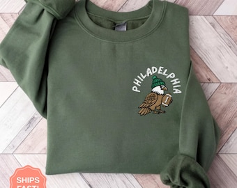 Embroidered Philadelphia Football Sweatshirt, Philly Bird Game Day Crewneck, Football Fan Sports Gift, Unisex Gildan 18000 For Men, Women