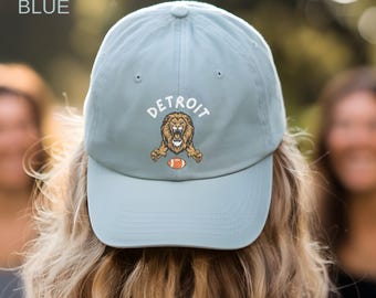 Detroit Football Hat, Embroidered Lion Dad Cap, Detroit Fan Gift, Football Mom Hat, Cute Game Day Hat, Womens Mens Fan Gift