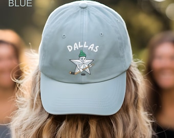 Dallas Hockey Hat, Embroidered Star Hockey Cap, Sports Fan Dad Hat, Funny Hockey Mom Gift, Dallas Fan Cap, Womens Mens Hockey Accessory