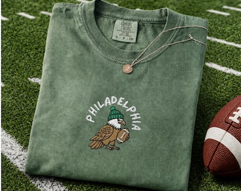 Embroidered Philadelphia Football Shirt, Philly Bird Game Day T Shirt, Football Fan Sports Gift, Unisex Comfort Colors Tee For Men, Women