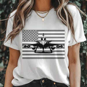 American Jet Fighter Flag Shirt, Patriotic Military T-Shirt, USA Air Force Pilot Gift, Veterans Day Unisex Tee, July 4th Pride Memorial Day