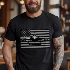 American Jet Fighter Flag Shirt, Patriotic Military T-Shirt, USA Air Force Pilot Gift, Veterans Day Unisex Tee, July 4th Pride Memorial Day