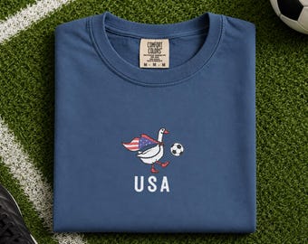 USA Soccer Shirt, Team USA Soccer Goose, Embroidered Patriotic Sweatshirt, American Soccer Fan Gift