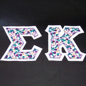 Sigma Kappa Shirt -- Purple Flowers on White Twill