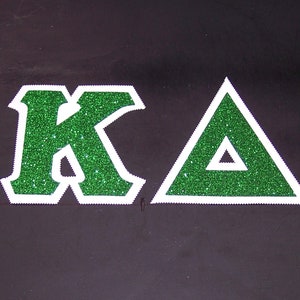 Kappa Delta Shirt -- Kelly Green Glitter on White Twill