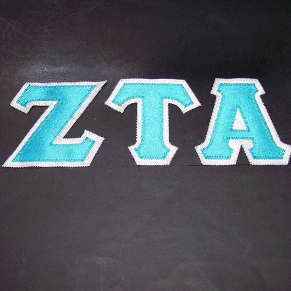 Zeta Tau Alpha Shirt -- Teal Twill on Gray Twill