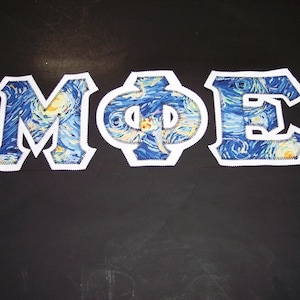 Mu Phi Epsilon Shirt -- Starry Night on White Twill