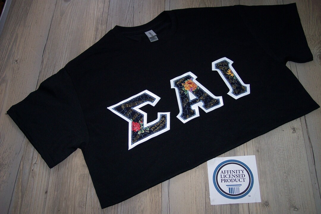 Sigma Iota Alpha Greek Letter Block Triblend T-Shirt - Vintage Black