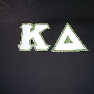 Kappa Delta Shirt -- White Twill on Light Green Glitter