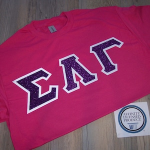Sigma Lambda Gamma Shirt -- Majestic Purple Glitter on White Twill