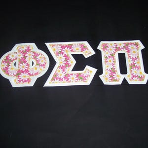 Phi Sigma Pi Shirt -- Hot Pink Daisies on White Twill