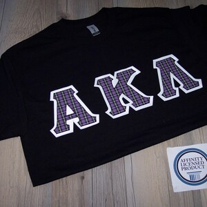 Alpha Kappa Lambda Shirt -- Purple & White Plaid on White Twill