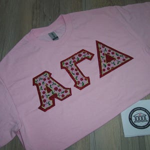 Alpha Gamma Delta Shirt -- Cherries on Red Glitter (AGD-2)