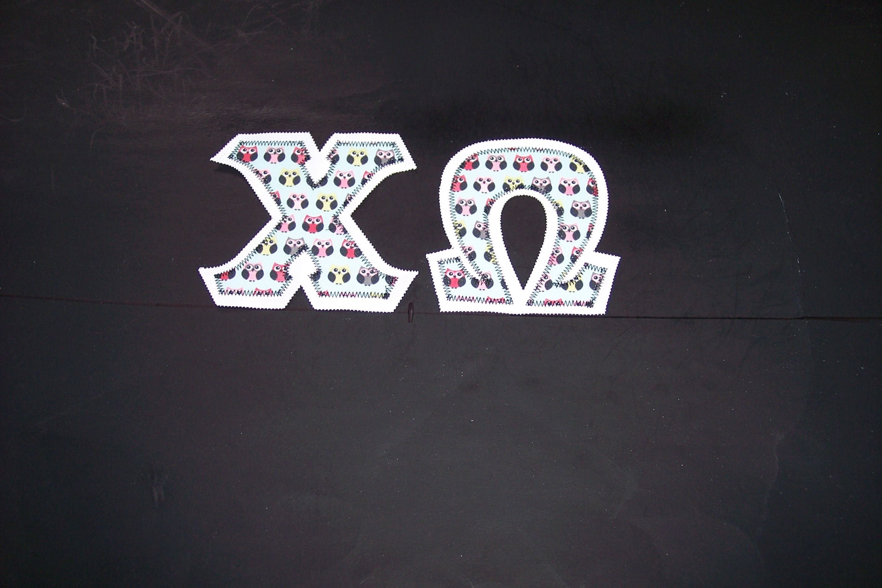 Chi Omega Shirt -- Owls on White Twill