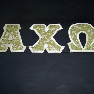 Alpha Chi Omega Shirt -- Olive Green Flowers on Sand Twill