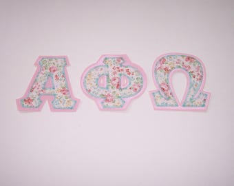 Alpha Phi Omega Shirt -- Pink Roses on Pink Twill