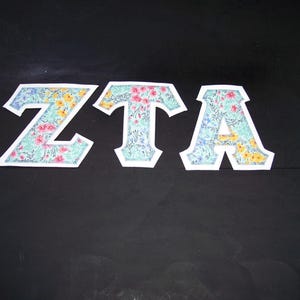 Zeta Tau Alpha Shirt -- Flowers on White Twill