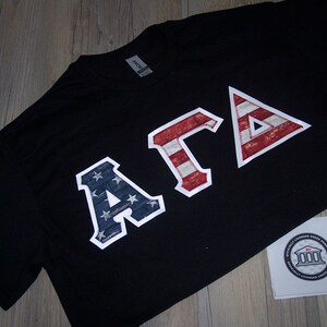 Alpha Gamma Delta Shirt --  Vintage Flag on White Twill (AGD-17)