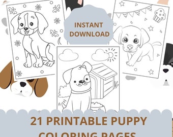 Puppy Coloring Page | Etsy