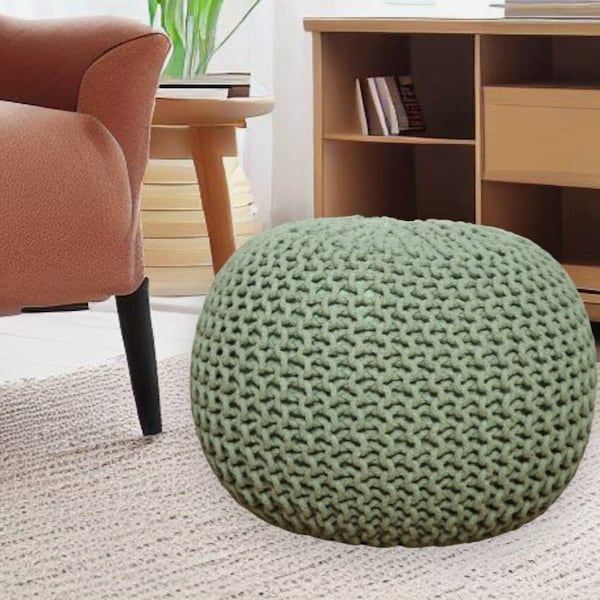 AANNY Designs Lychee Cotton Knit Pouf Ottoman